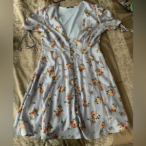 Fashion Nova Low Cut Flower Dress